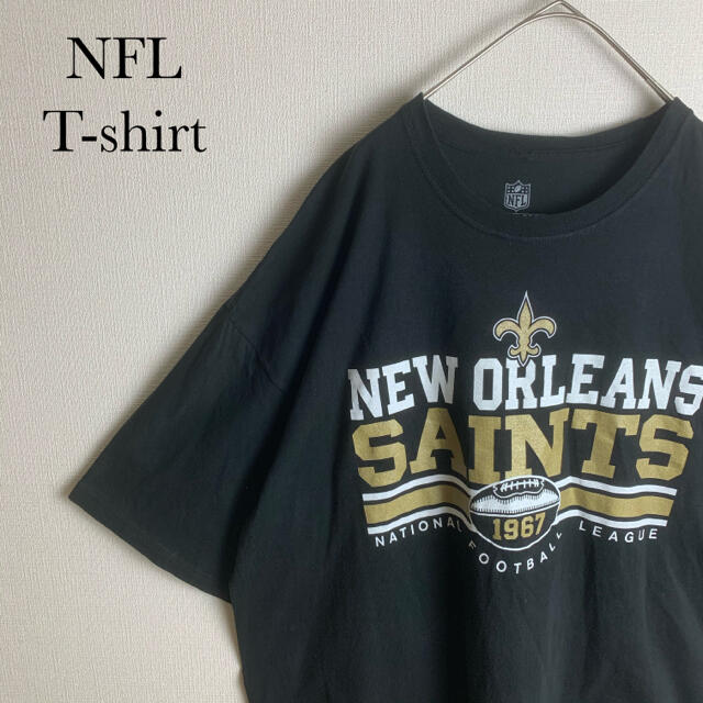 US 古着 NFL ニューオリンズ セインツ 半袖 Tシャツ 2XL 黒 メンズのトップス(Tシャツ/カットソー(半袖/袖なし))の商品写真