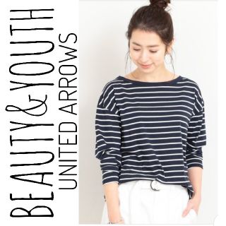 ビューティアンドユースユナイテッドアローズ(BEAUTY&YOUTH UNITED ARROWS)のBEAUTY&YOUTH ボートネック 7分丈 Tシャツ ボーダー(Tシャツ/カットソー(七分/長袖))