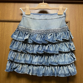 ミュウミュウ(miumiu)のmiu miu デニムスカート 36 XS 直営店購入　未使用品(ミニスカート)