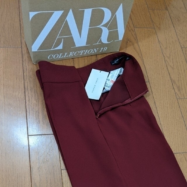 新品タグ付き　ZARA ザラ　ハイウエストパンツ　ボルドー　xs