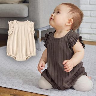 ザラキッズ(ZARA KIDS)の最終値下げ!!【a.i.n／エンジェリーベ】汗染み防止 フリル袖リブボディ(ロンパース)