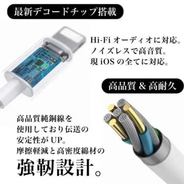 iPhone イヤホンジャック イヤホン変換アダプター 3.5mmライトニング スマホ/家電/カメラのスマホアクセサリー(ストラップ/イヤホンジャック)の商品写真