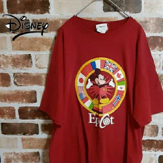 ディズニー(Disney)のDisney  ディズニー　ビッグサイズ　Tシャツ　古着　ミッキー　レッド(Tシャツ/カットソー(半袖/袖なし))