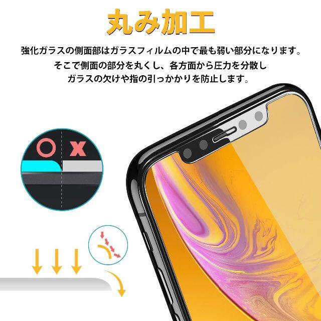 ガイド枠付きiPhone XR ガラスフィルム 二枚入り スマホ/家電/カメラのスマホアクセサリー(保護フィルム)の商品写真