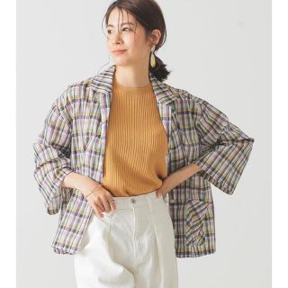 ビームス(BEAMS)の週末限定　美品　BEAMS LIGHTS / オーガンジー チェック 開襟シャツ(シャツ/ブラウス(半袖/袖なし))