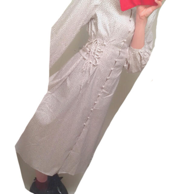 GRL(グレイル)のGRL 齋藤飛鳥さん着用 ワンピース 水玉 ドット レースアップ レディースのワンピース(ロングワンピース/マキシワンピース)の商品写真
