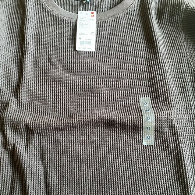 UNIQLO(ユニクロ)の（UNIQLO）ワッフルクルーネックT 七分袖 レディースのトップス(Tシャツ(長袖/七分))の商品写真