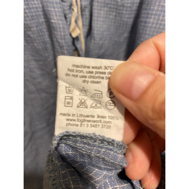 fog linen work(フォグリネンワーク)のfog linen work  フォグリネンワーク　チュニック　水色格子柄 レディースのトップス(チュニック)の商品写真