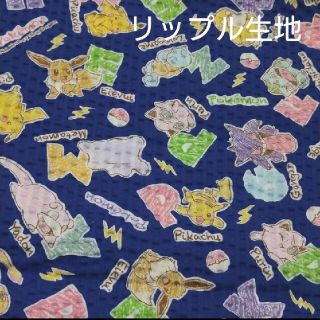 ポケモン(ポケモン)のポケモン 生地ハギレ リップル生地　新品、未使用 【AA-1】110㎝×30(生地/糸)