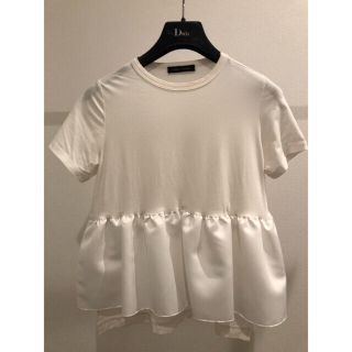 ドゥロワー(Drawer)のYOKO CHANヨーコチャン　フロントサテンフリルTシャツ　カットソートップス(Tシャツ(半袖/袖なし))