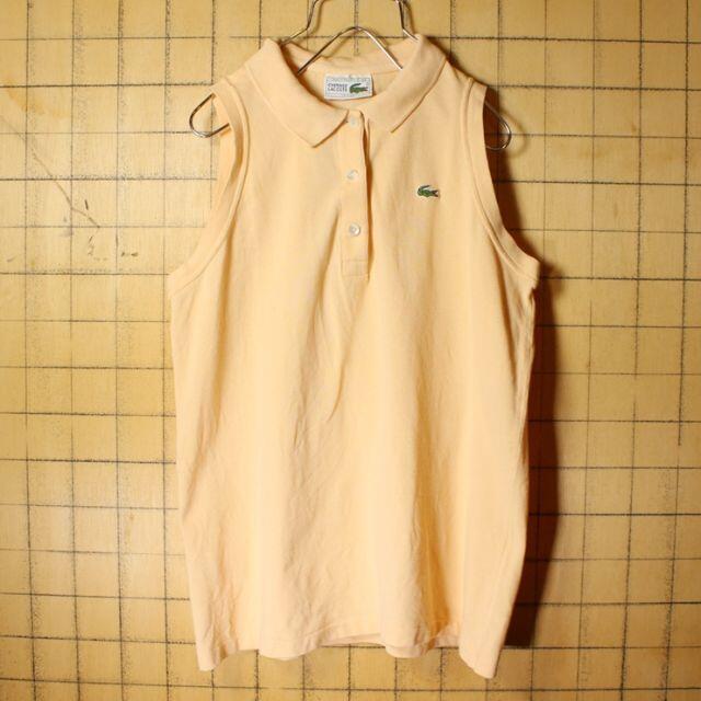 トップス70s80s フレンチラコステ ノースリーブポロシャツ オレンジ ML ss19