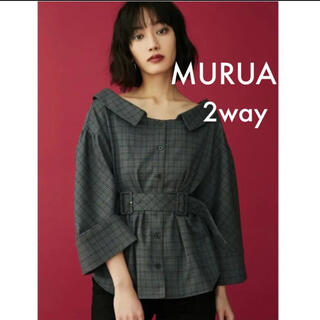 ムルーア(MURUA)のMURUA ダブルバックル2wayチェックシャツ(シャツ/ブラウス(長袖/七分))
