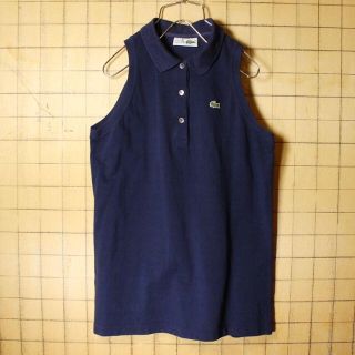 ラコステ(LACOSTE)の70s 80s フレンチラコステ ノースリーブポロシャツ ネイビー M ss20(シャツ/ブラウス(半袖/袖なし))