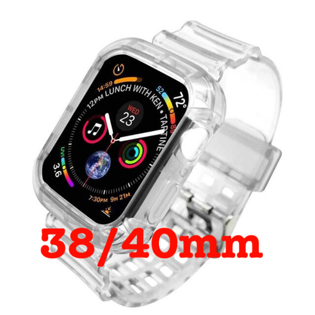 Apple Watch(アップルウォッチ)のアップルウォッチ バンド ベルト クリア スケルトン 38mm/40mm メンズの時計(ラバーベルト)の商品写真