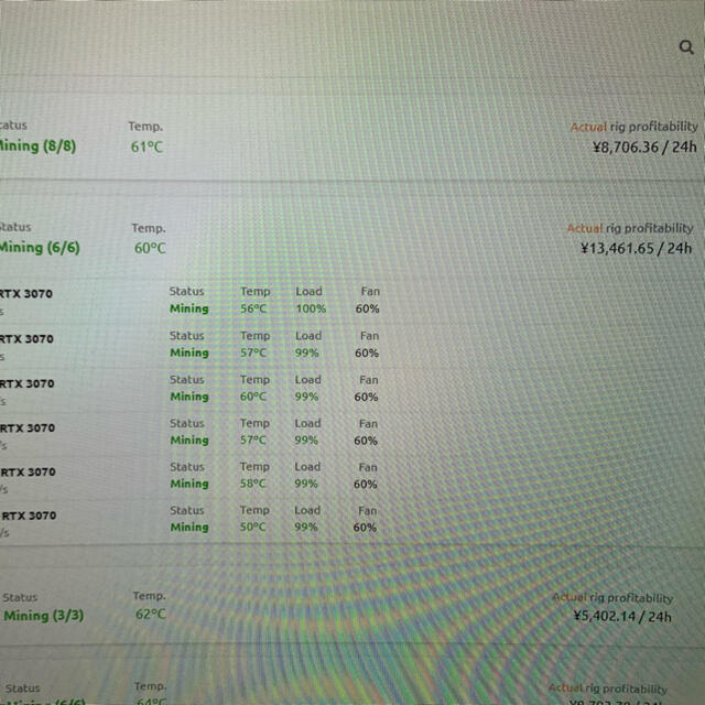 マイニングリグ　RTX3070 x6基 スマホ/家電/カメラのPC/タブレット(PCパーツ)の商品写真
