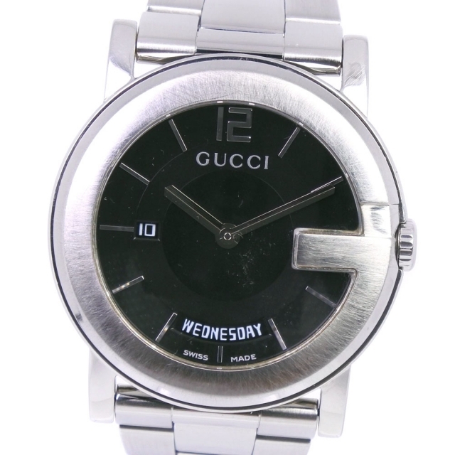 Gucci(グッチ)の【GUCCI】グッチ Gクロノ コレクション デイデイト 101M ステンレススチール クオーツ アナログ表示 ユニセックス 黒文字盤 腕時計 レディースのファッション小物(腕時計)の商品写真