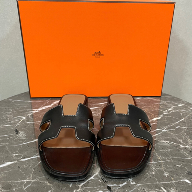 エルメス HERMES オラン 黒 37.5 エルメス HERMES オラン 黒 37.5