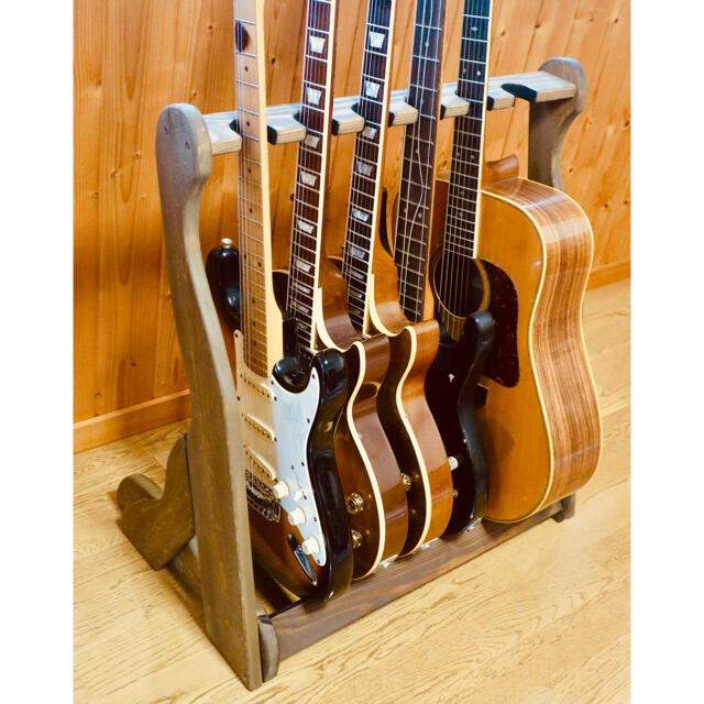 24時間以内に発送】手作り木工　木製ギタースタンド （ダークオーク）６本掛け | フリマアプリ ラクマ