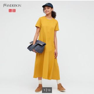 ユニクロ(UNIQLO)のユニクロ コットンフレイドヘムワンピース JW ANDERSON(ロングワンピース/マキシワンピース)