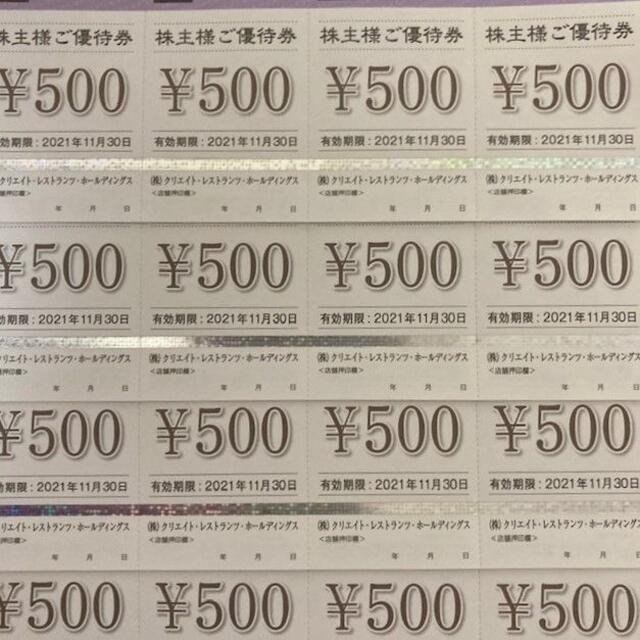 クリエイトレストランツ株主優待　8000円分　匿名配送