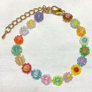 スーパー夏SALE‼️カラフルビーズブレスレット💖おまけリング付き(ブレスレット/バングル)