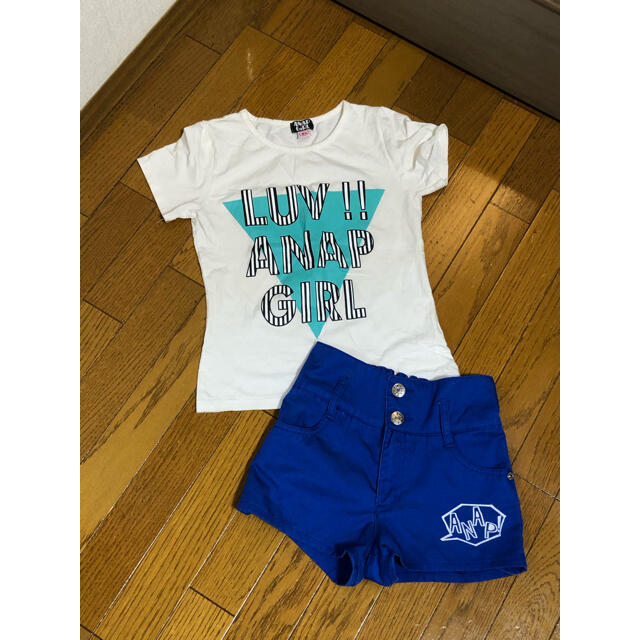 ANAP(アナップ)のANAP  セットアップ　　130から140   XSサイズ キッズ/ベビー/マタニティのキッズ服女の子用(90cm~)(Tシャツ/カットソー)の商品写真