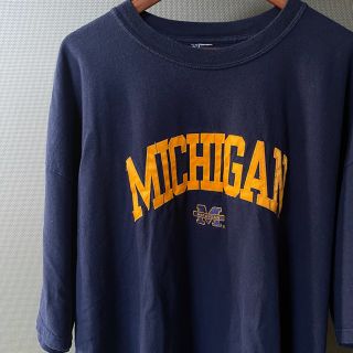 1990's Tシャツ MICHIGAN カラーオーバーサイズ ネイビー 古着(Tシャツ/カットソー(半袖/袖なし))