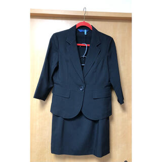 スーツ（ジャケット+スカート）黒　七分袖(スーツ)