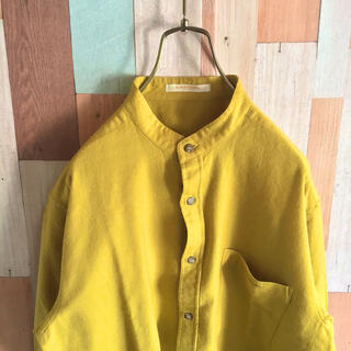 ランセル(LANCEL)のLANCEL vintage 古着 ウールシャツ バンドカラー からし色(シャツ/ブラウス(長袖/七分))