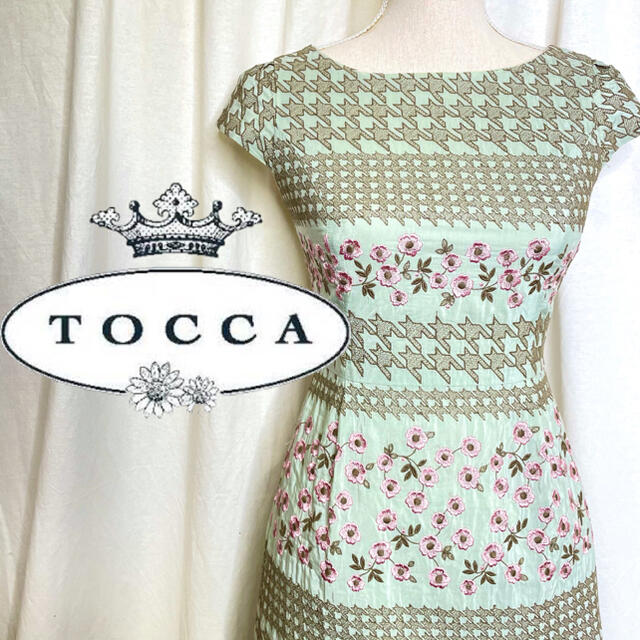 TOCCA - TOCCA ワンピース 刺繍 花柄 グリーン 千鳥の通販 by watt's