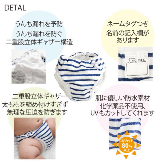 Nishiki Baby(ニシキベビー)の【水遊びおむつ】スイムパンツ80 ブルーいかり柄マリン キッズ/ベビー/マタニティのベビー服(~85cm)(水着)の商品写真