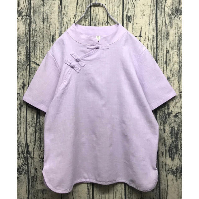 China shirt チャイナブラウス 紫陽花 レディースのトップス(シャツ/ブラウス(半袖/袖なし))の商品写真