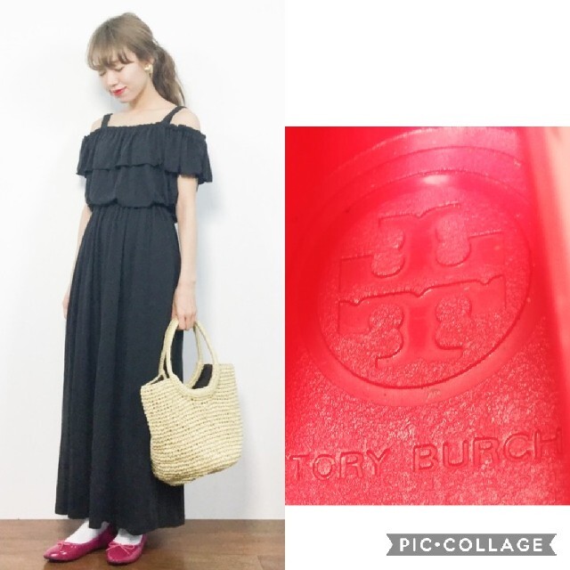 Tory Burch(トリーバーチ)のトリーバーチ ラバーフラットシューズ ピンクリボン 23㎝【美品★セール！★】 レディースの靴/シューズ(バレエシューズ)の商品写真