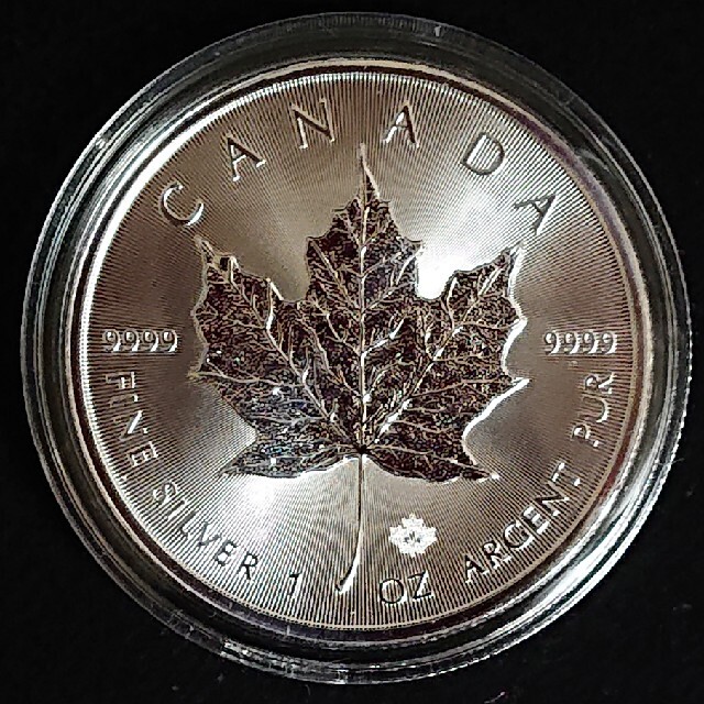 美術品/アンティーク純銀 カナダ メープルリーフ 銀貨 1オンス 2020年 コインケース付き