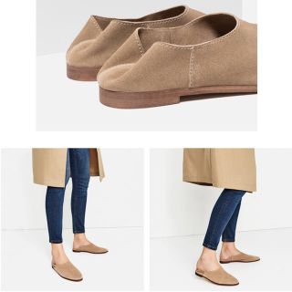 ザラ(ZARA)のZARAフラットレザーシューズ(スリッポン/モカシン)