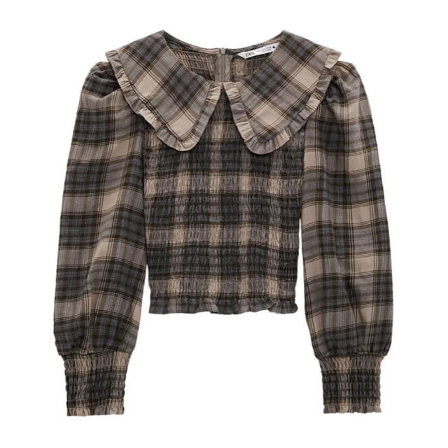 ZARA - ZARA ザラ チェック柄 ピーターパン襟 ブラウスの通販 by m's