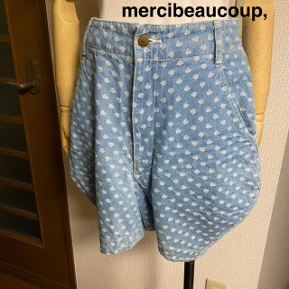 メルシーボークー(mercibeaucoup)の【mercibeaucoup 】メルシーボークー　ドット　デニム　ハーフパンツ(ハーフパンツ)