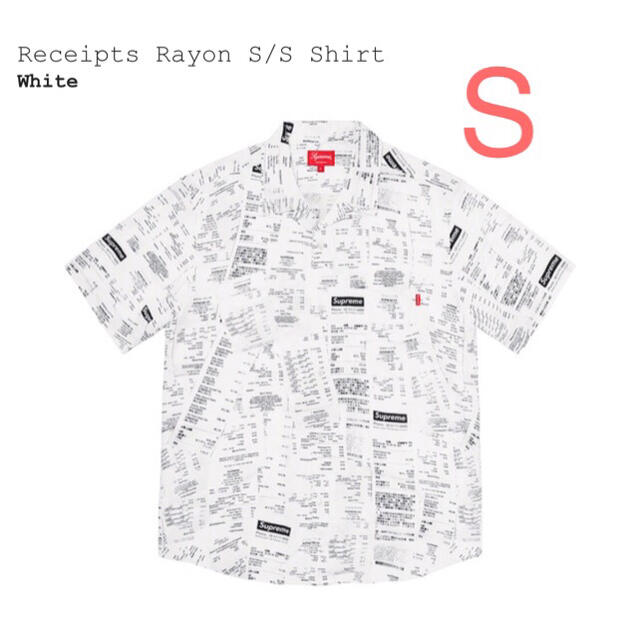 【白 S】Receipts Rayon S/S Shirt シュプリーム