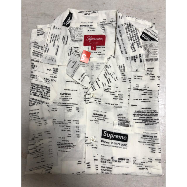 白S Supreme Receipts Rayon shirt