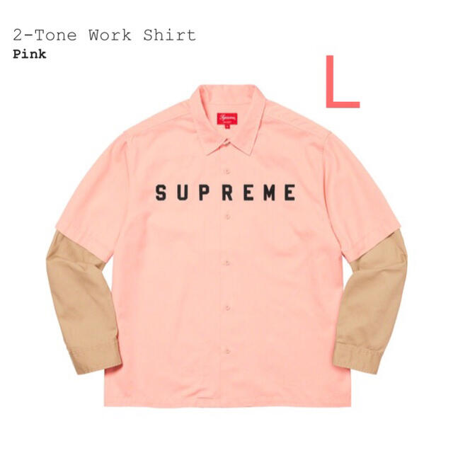 【ピンクL】 2-Tone Work Shirt シュプリーム