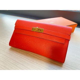 エルメス(Hermes)のHERMES エルメス ケリーウォレット ローズジャイプール 長財布 ゴールド(長財布)