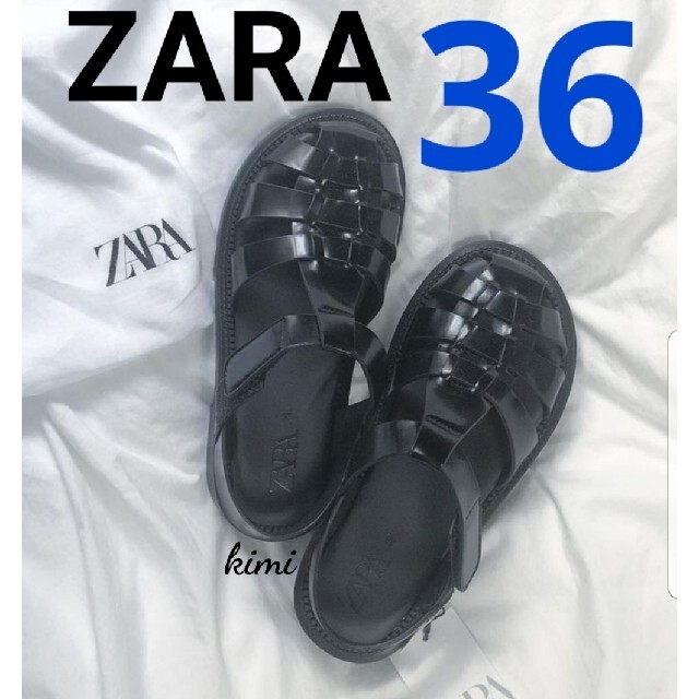 ZARA　(36)　フラットケージサンダル　グルカサンダル
