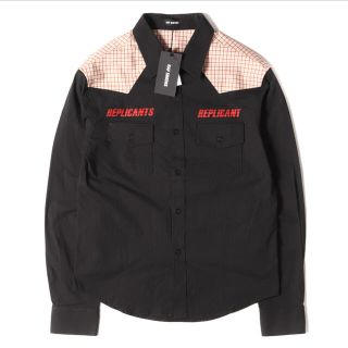 ラフシモンズ(RAF SIMONS)のRAF SIMONS 18SS チェック切替ロゴプリントウエスタンシャツ(シャツ)