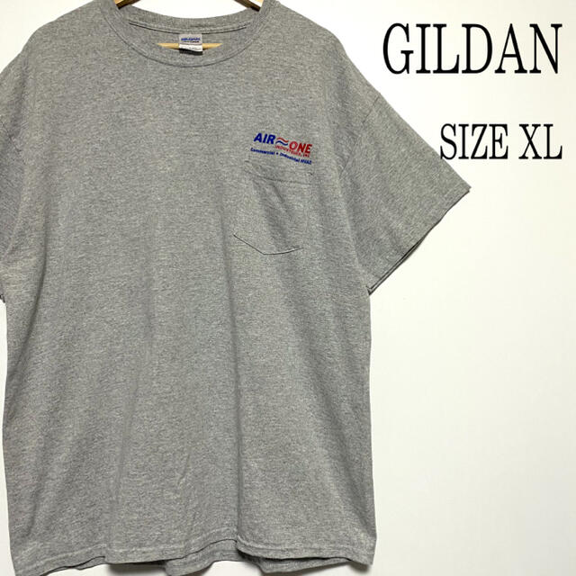 GILDAN(ギルタン)のUS古着 GILDAN ギルダン プリント ポケット Tシャツ グレー XL メンズのトップス(Tシャツ/カットソー(半袖/袖なし))の商品写真