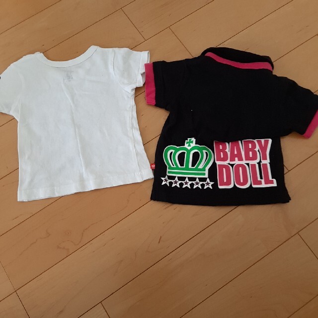 BABYDOLL(ベビードール)のベビードール　黒×ピンク　ポロシャツ　Tシャツ　白　2枚セット　 キッズ/ベビー/マタニティのベビー服(~85cm)(Ｔシャツ)の商品写真