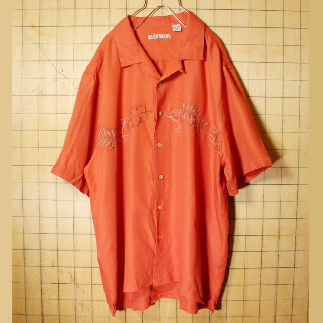 ビッグサイズBATIKBAYレーヨンハワイアンアロハシャツオレンジXLss119