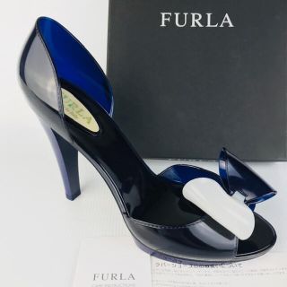 フルラ(Furla)の新品未使用★FURLA★バイカラーリボン ラバー レインパンプス(38)(ハイヒール/パンプス)