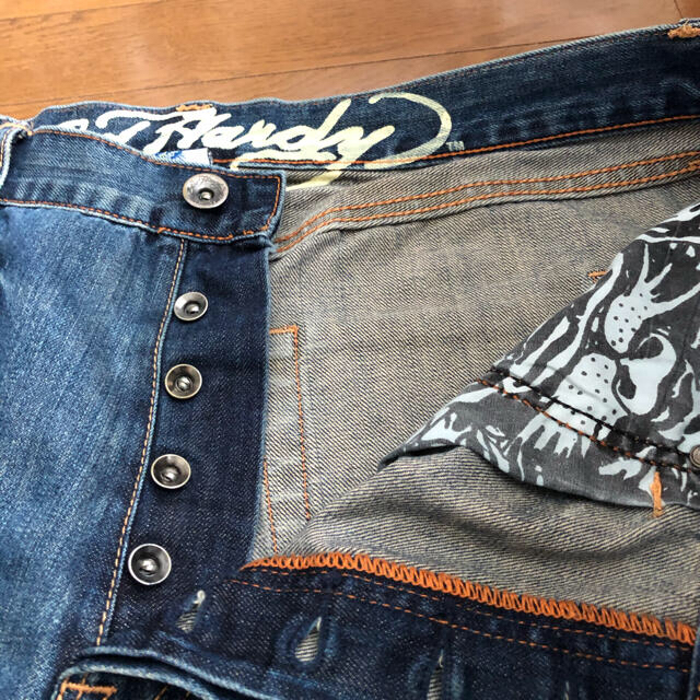 Ed Hardy(エドハーディー)のEd Hardy デニムパンツ 刺繍 ドクロ ジーンズ　W38 メンズのパンツ(デニム/ジーンズ)の商品写真