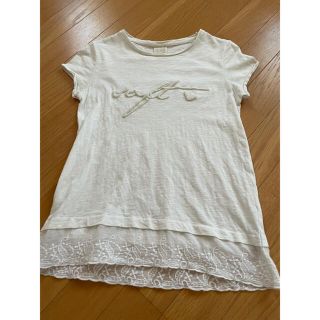 ザラキッズ(ZARA KIDS)のZARA 152 チュニックTシャツ　裾レース　ホワイト(Tシャツ/カットソー)