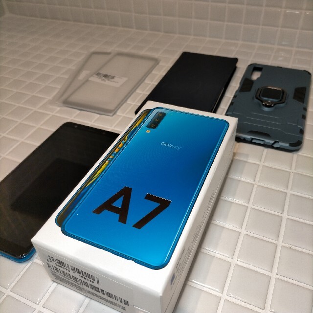 Galaxy A7 ブルー 64GB SIMフリー+保護フィルム +ケース